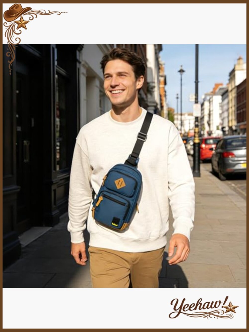 Sling Crossbody Bag with Multiple Pockets Travel Daypack - Picture 2 of 6